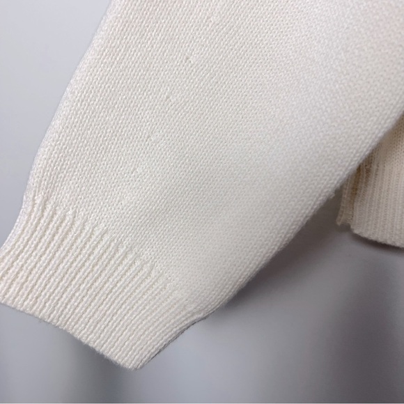 J. Crew Patch Pocket Mock Neck Relaxed Fit Sweater Cream Coastal Transitional - Picture 7 of 13